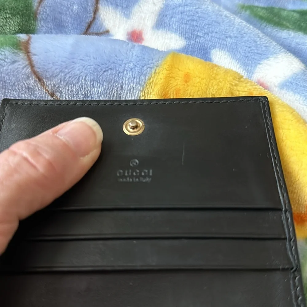 Gucci Black Embossed Leather Bi-Fold Wallet
